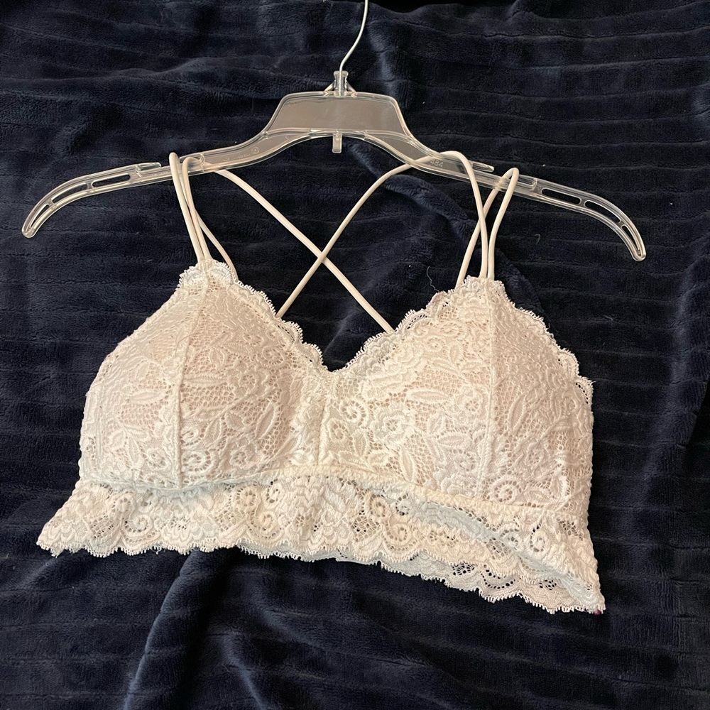Lacy white strapy bralette